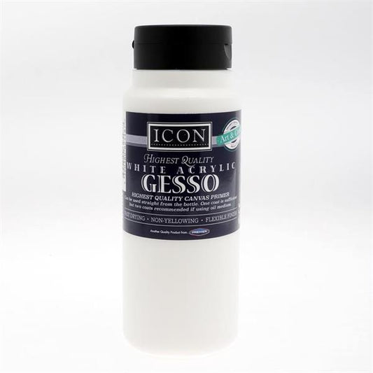 White Acrylic Gesso Canvas Primer by Icon Craft 500ml