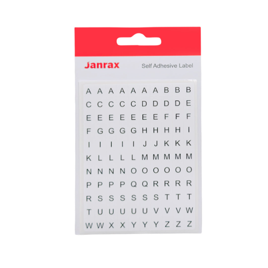Pack of 2640 White on Black 8x10mm A-Z Letters Self-Adhesive Labels