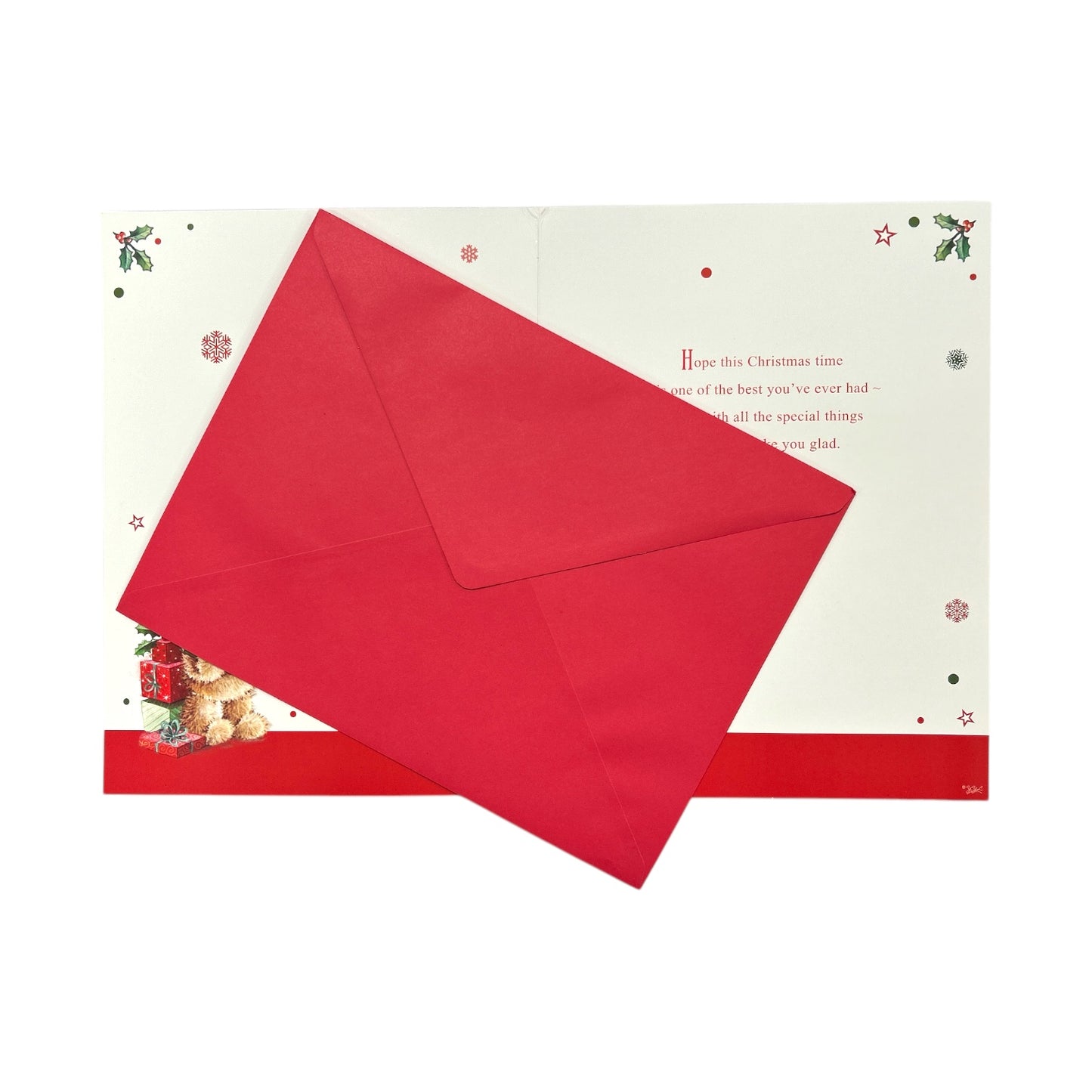For Special Son Teddy With Gifts Design Red Christmas Card