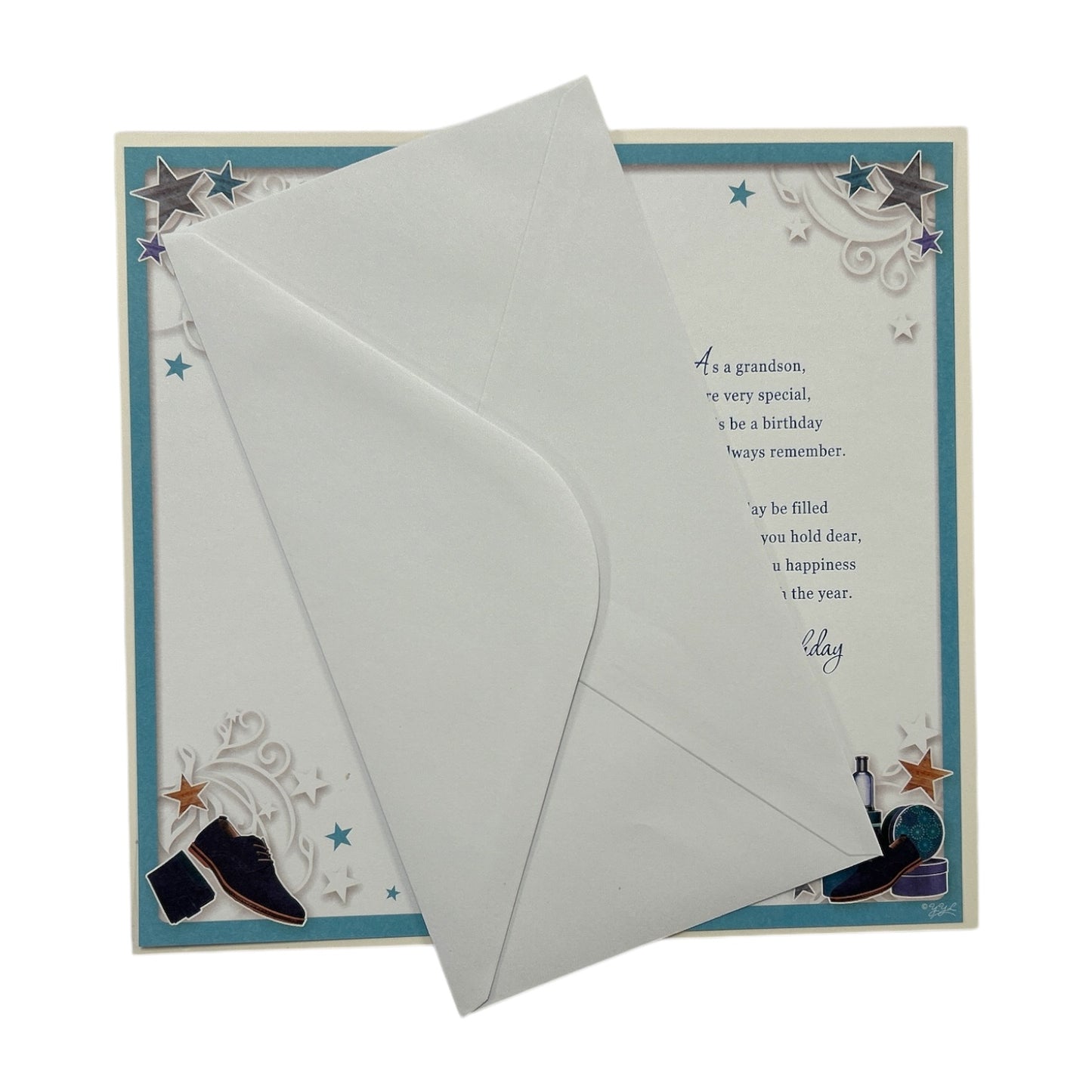 Grandson Age 21 Blue Shoes Design Opacity Birthday Card