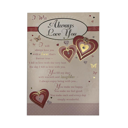 I Will Always Love You Hearts Design Open Greeting Card