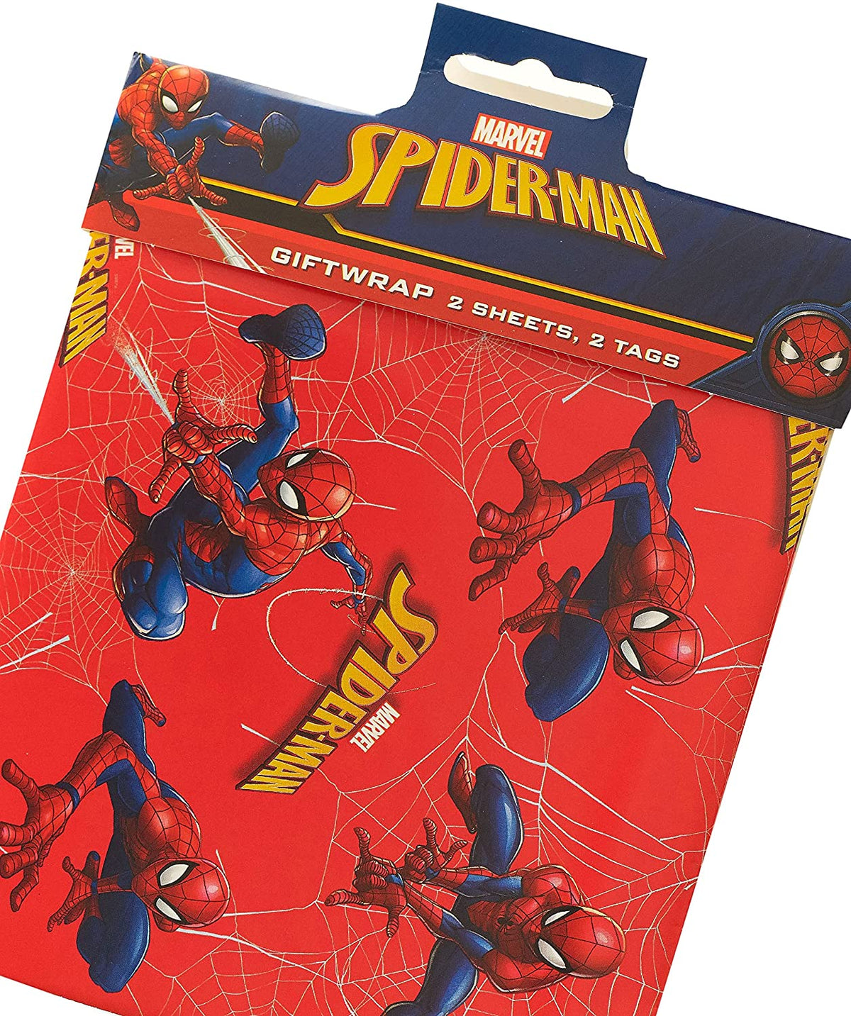 Spiderman Packaged Wrap Birthday Wrapping Paper 2 Sheets and 2 Tags