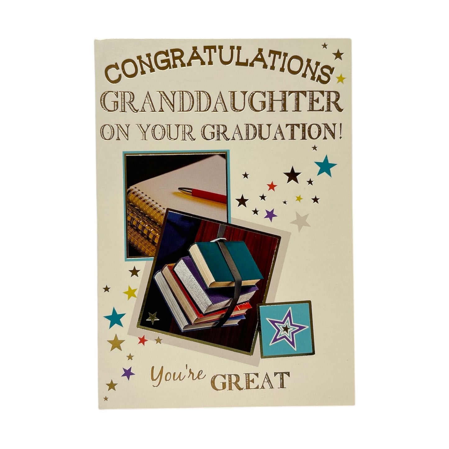 Congratulations Granddaughter You're Great Books Design Graduation Card