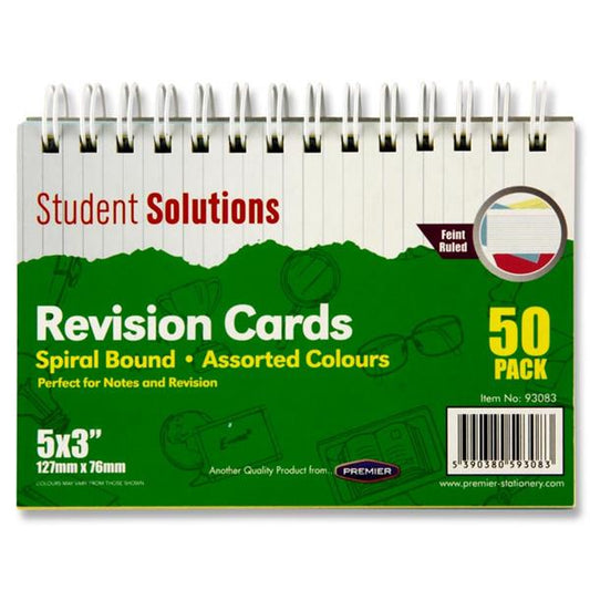 Pack of 50 5"x3" Coloured Revision Cards by Student Solutions