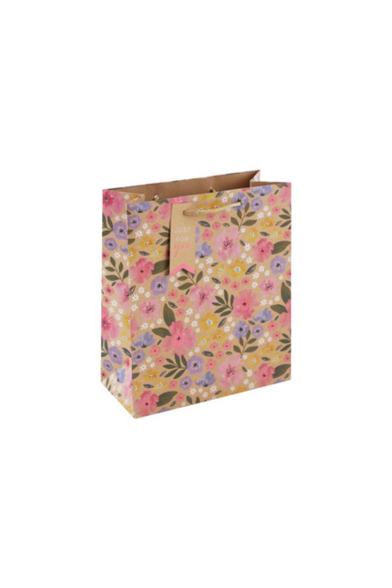 Kraft Floral Medium Gift Bag