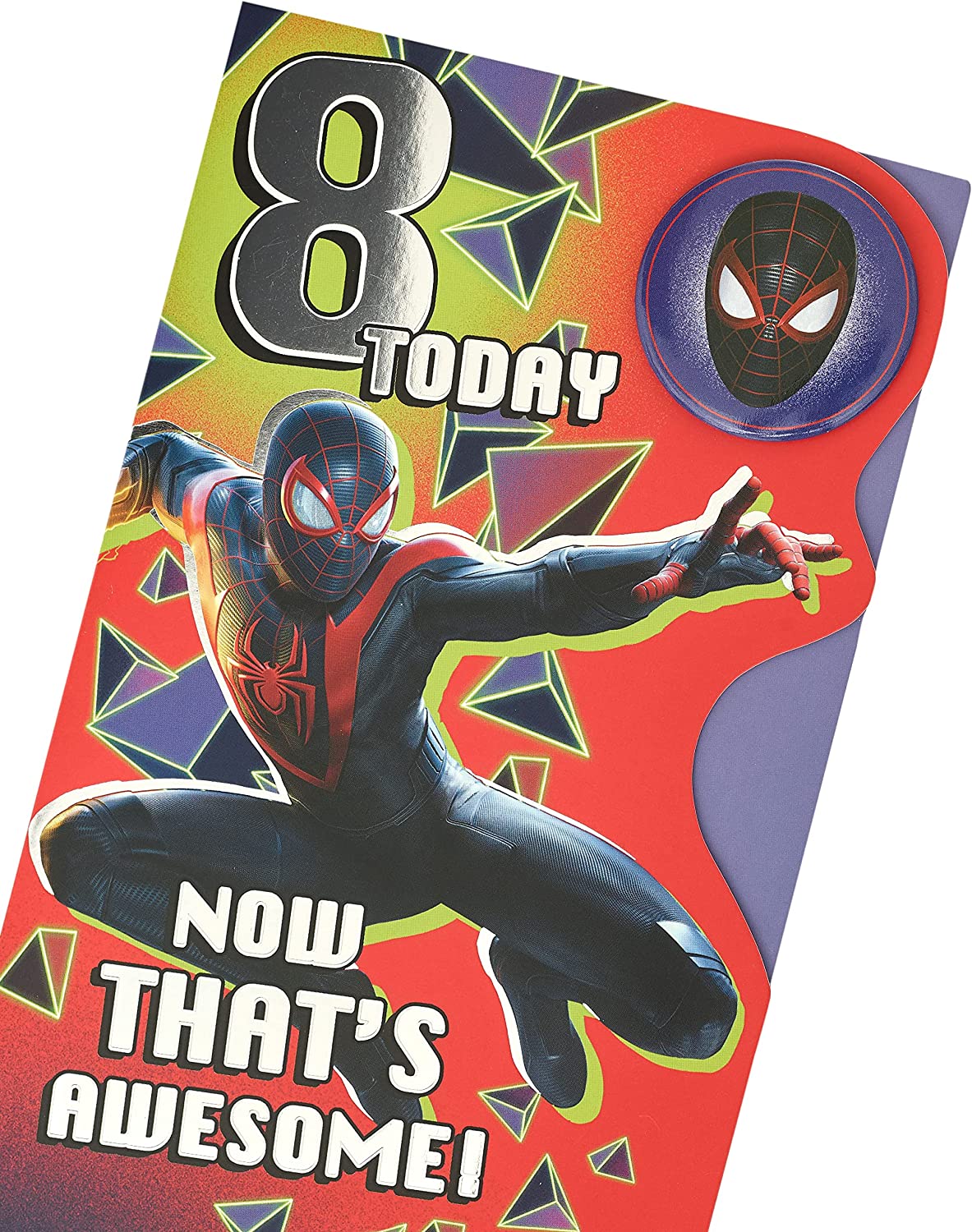Marvel Spider Man 8th Birthday Card with Badge