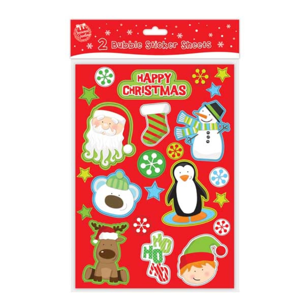 Pack of 2 A4 Sheets of Christmas Bubble Stickers
