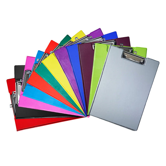 Pack of 10 Janrax A4 Assorted Coloured Foldover Clipboards