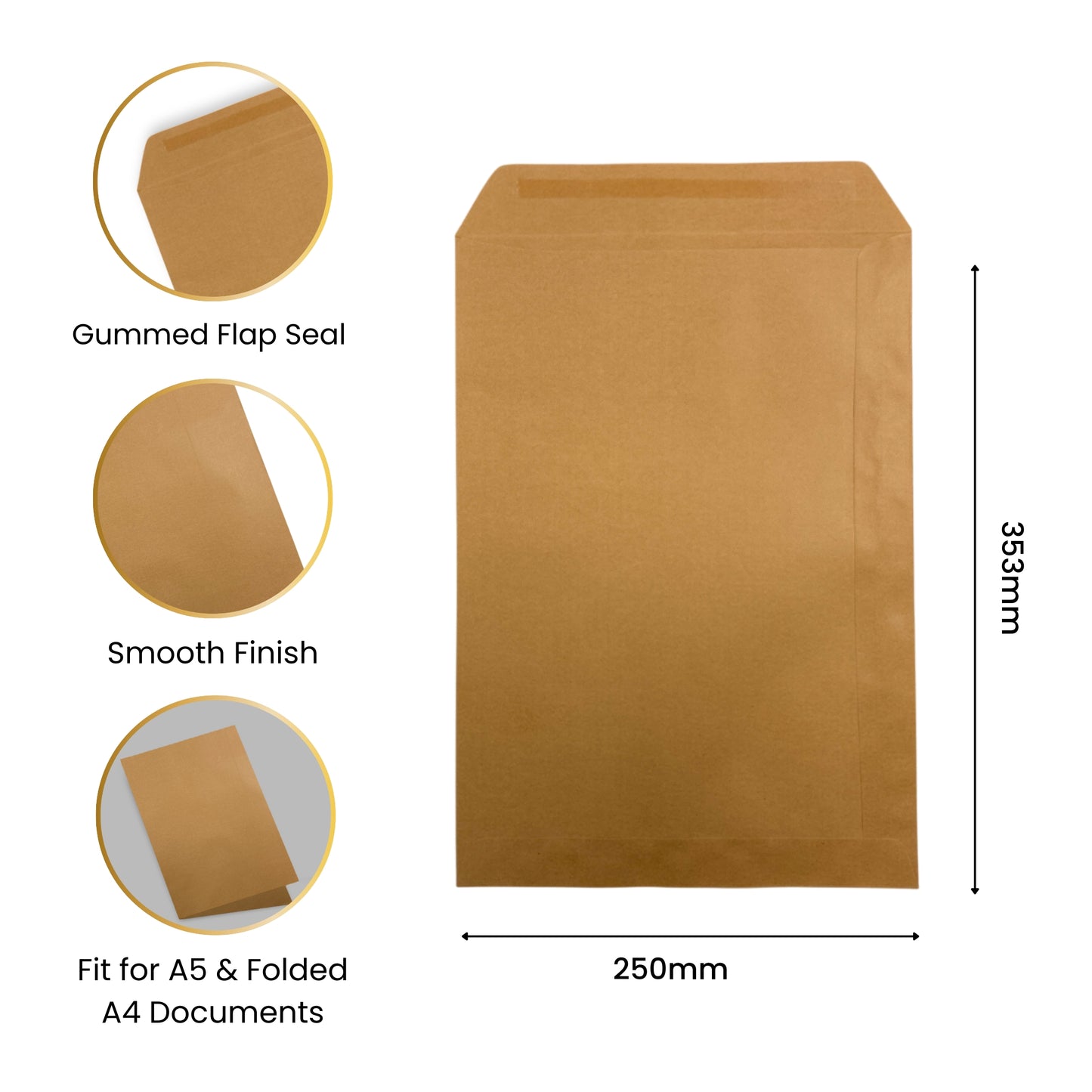 Pack of 250 Brown Envelopes 353x250mm