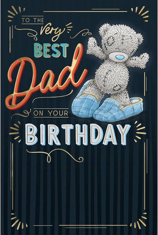 Bear In Slippers Very Best Dad Birthday Card