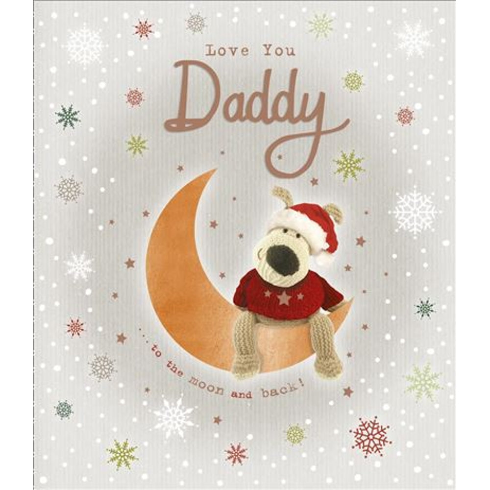 Love You Daddy Boofle Sitting on The Moon Design Christmas Card
