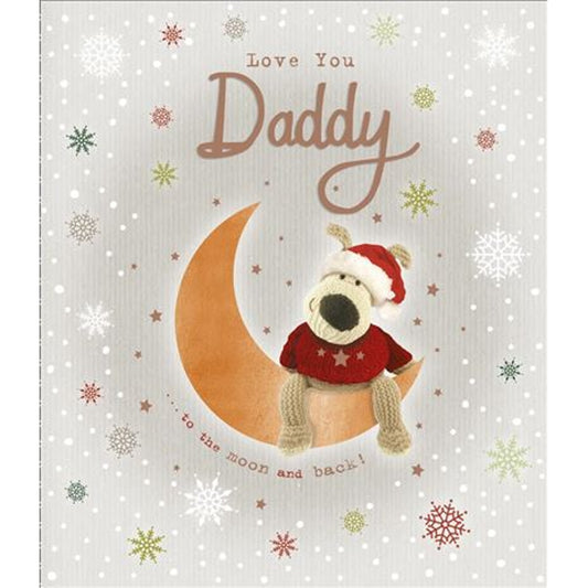 Love You Daddy Boofle Sitting on The Moon Design Christmas Card