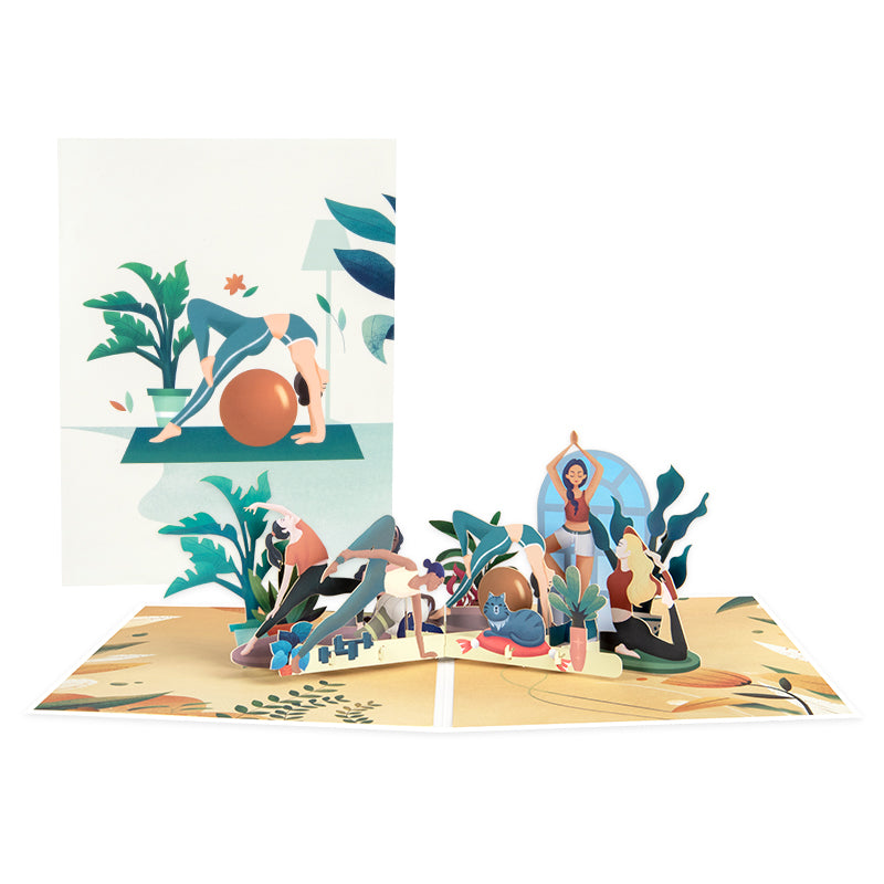 Breathe & Balance 3D Pop Up Yoga Studio Scene Greeting Card
