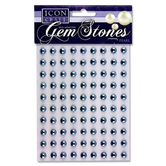 Pack of 90 Pearl Silver Self Adhesive 8mm Gem Stones by Icon Craft