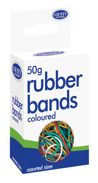 Pack of Rubber Bands Coloured 50gm