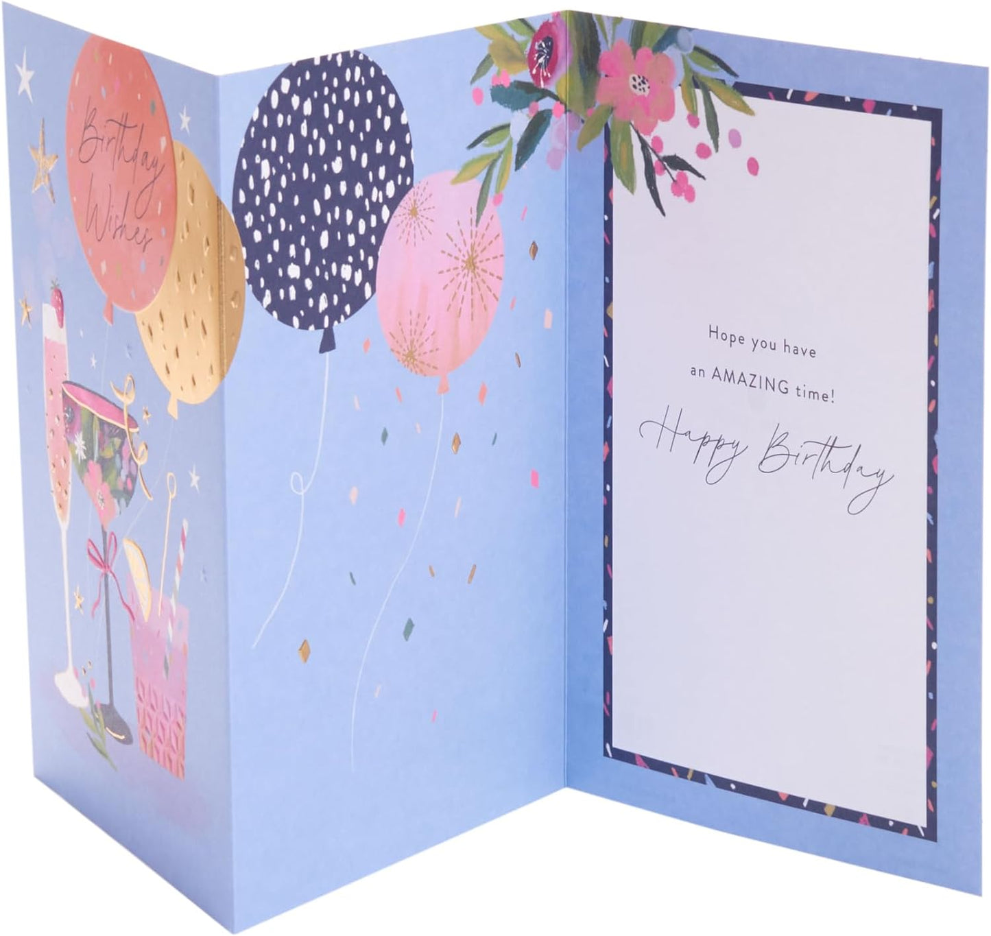 Floral Cocktail Design Birthday Wishes Card