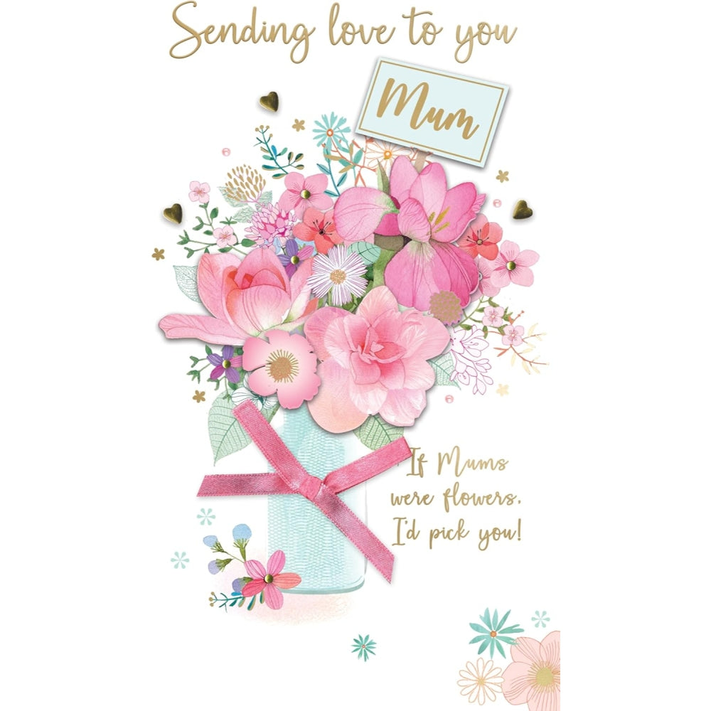I'd Pick You Vase-Tastic Blooms! Mum Hand-Finished Mother's Day Card