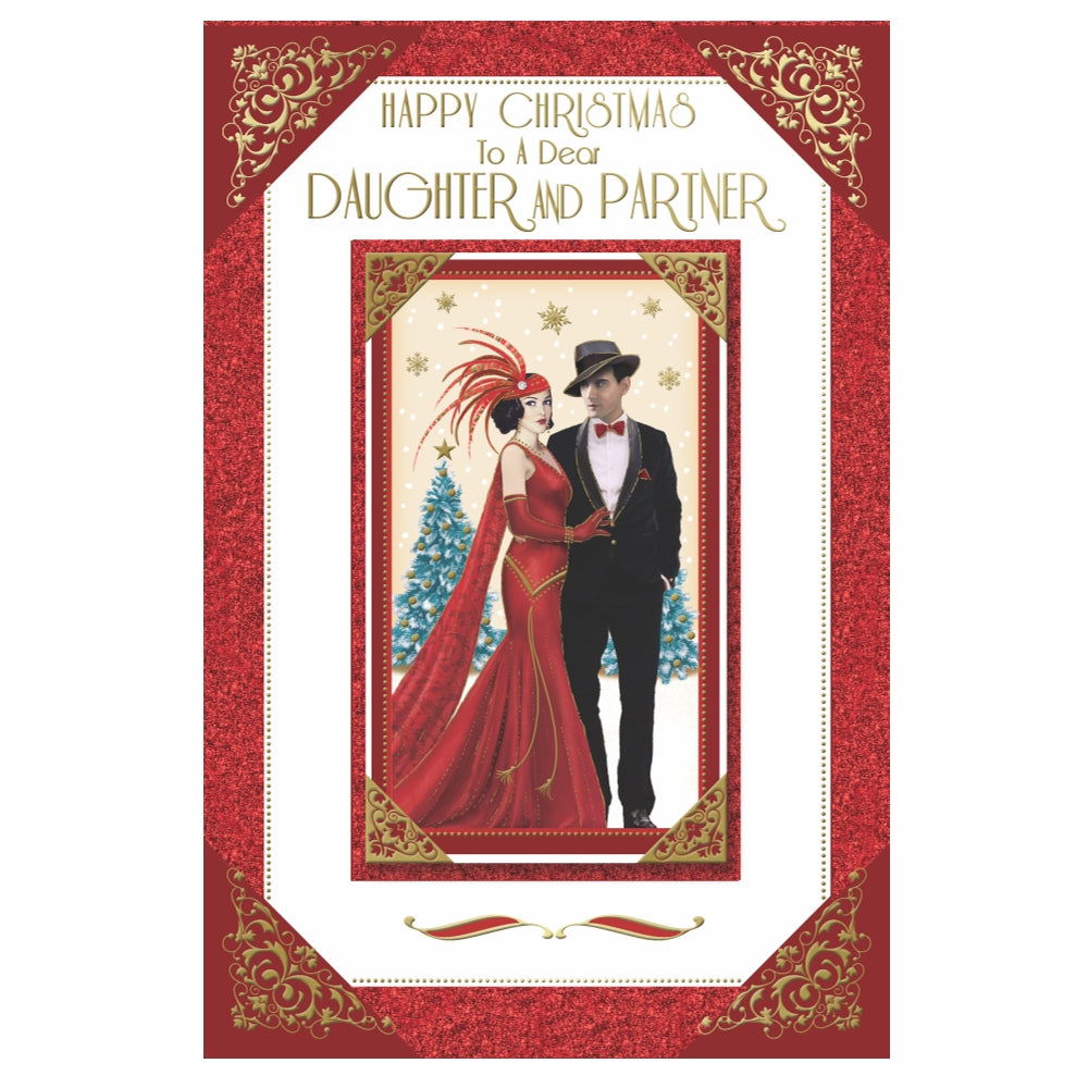 To a Dear Daughter and Partner Couple Photo Frame Design Christmas Card