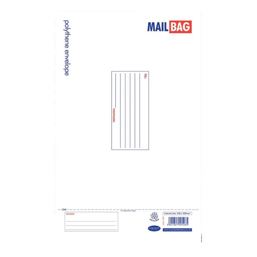Pack of 25 Medium Polythene Mail Bags 24 x 32cm
