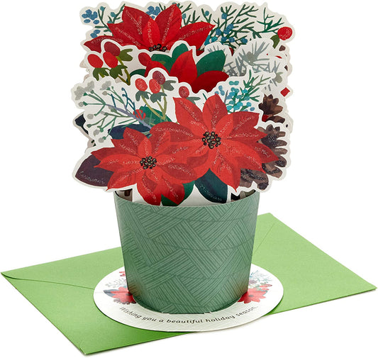 Paper Wonder Displayable Pop Up Christmas Card Poinsettia Bouquet