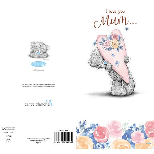 I Love You Mum Tatty Teddy And Big Heart Mother's Day Card