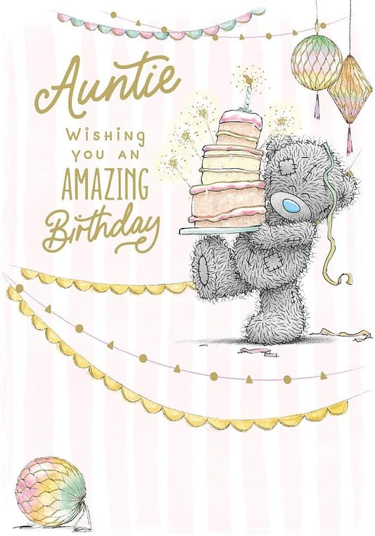 Bear With Yellow Flower Auntie Birthday Card