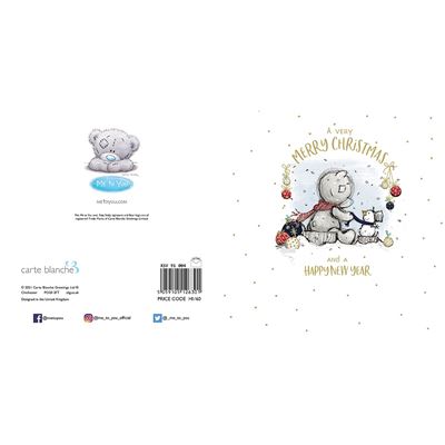 Bear Sat With Little Snowman Christmas Card