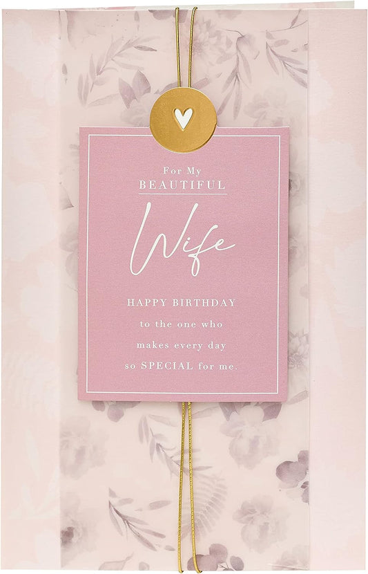 Sophisticated Design with 3D Elements Wife Birthday Card