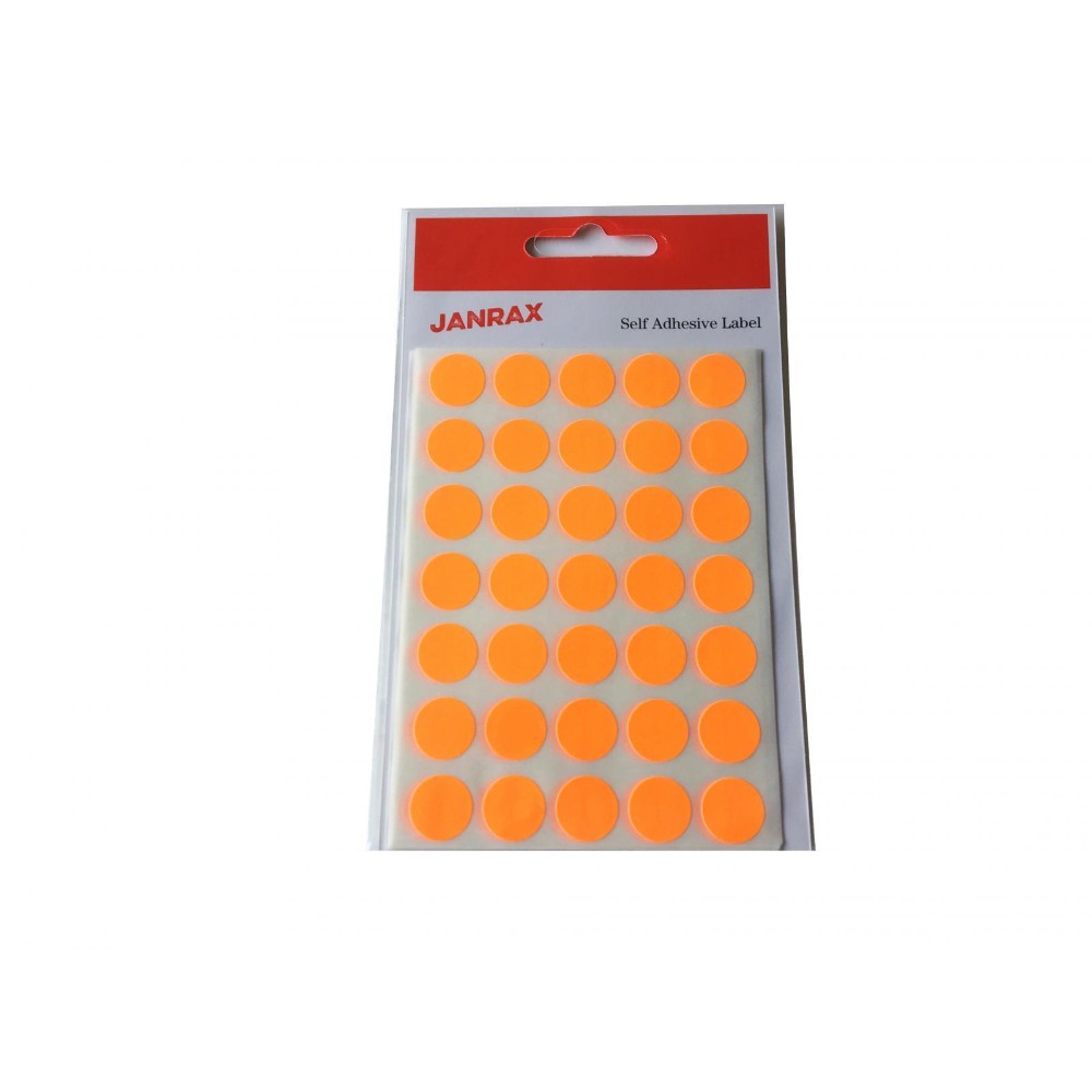 Pack of 140 Fluorescent Orange 13mm Round Labels - Stickers