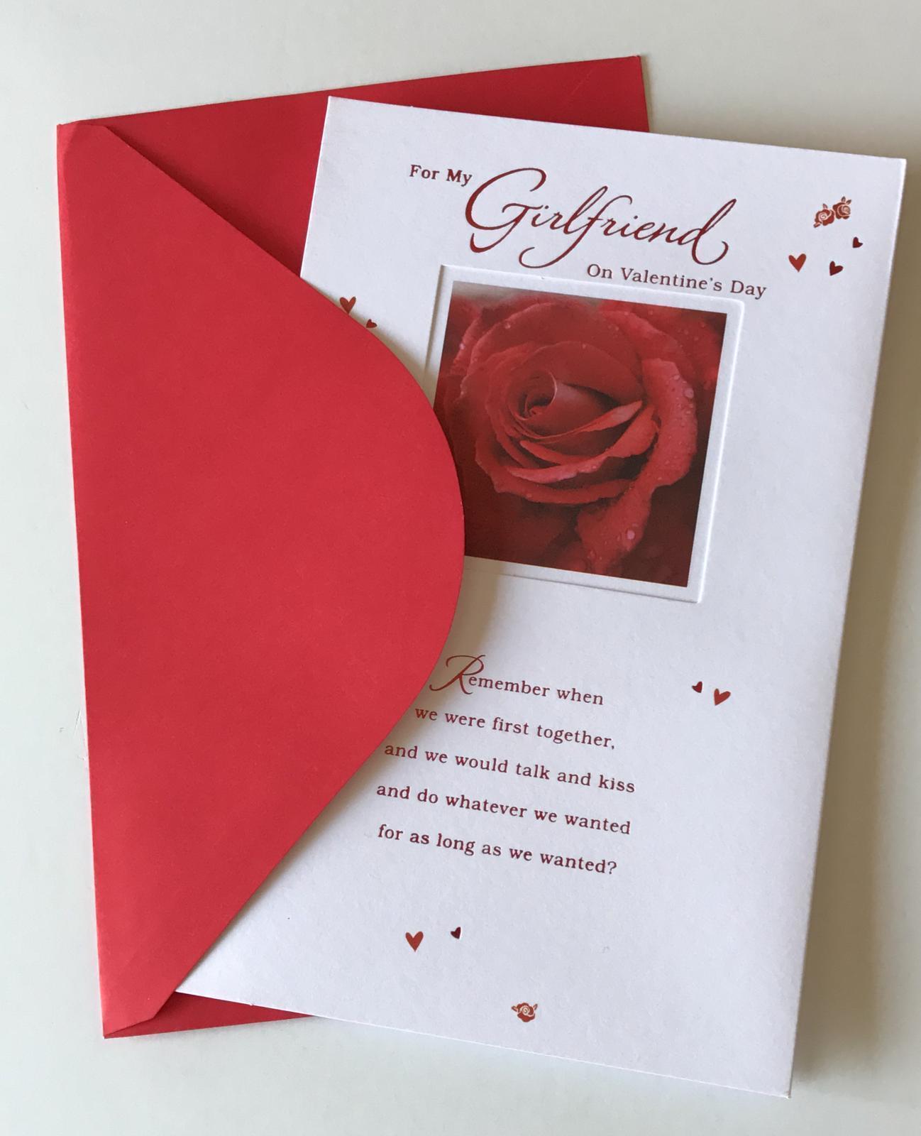 For My Girlfriend Rose With Nice Verse Valentine's Day Card