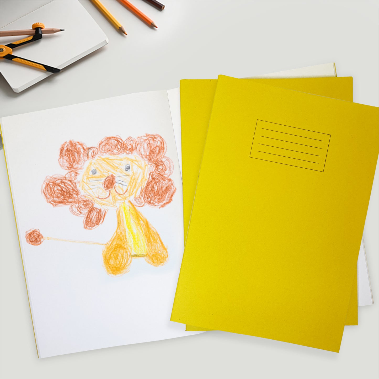 Pack of 50 Janrax A4 Yellow 80 Page Blank Paper Exercise Books WF Paper with 225gsm Manilla Cover