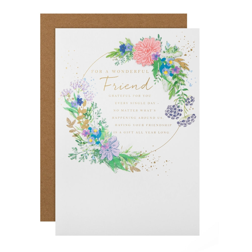 Traditional Floral Design with Heartfelt Verse Friend Birthday Card