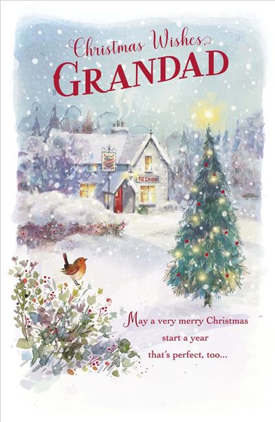 For Grandad Snowfall Scenery Design Christmas Wishes Card