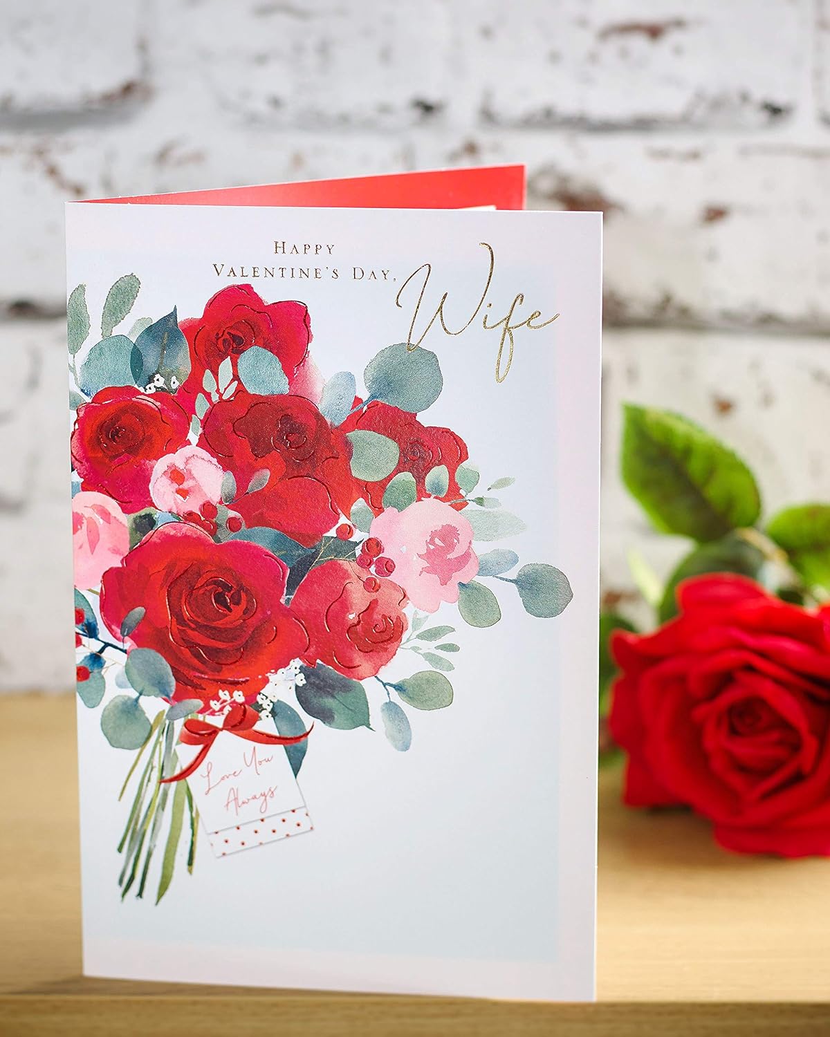 For Wife Bunch of Roses Romantic Valentine's Day Card