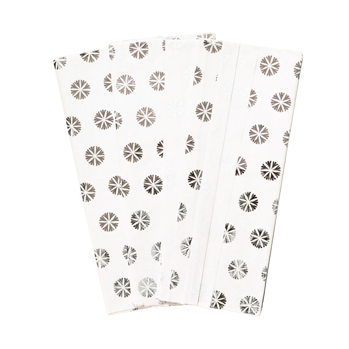 6 x Pack of 10 Flowers Polka Luxury Silver Metallic Plastic-Free 18gsm Tissue Paper Sheets 50x70cm - Patterned Tissue Paper for Xmas, New Year, Party, Wedding, Birthday Packing Present Gift Box DIY Art Crafts