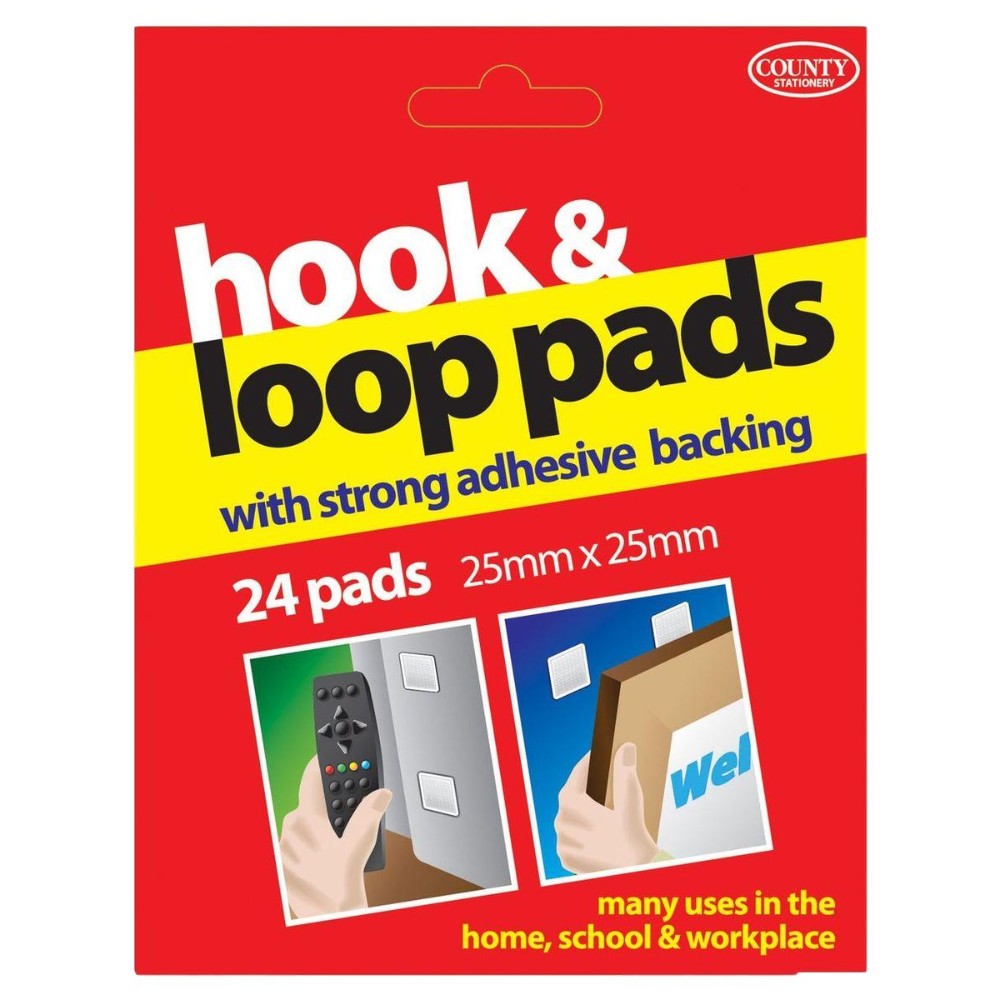 Hook and loop pads with strong adhesive backing