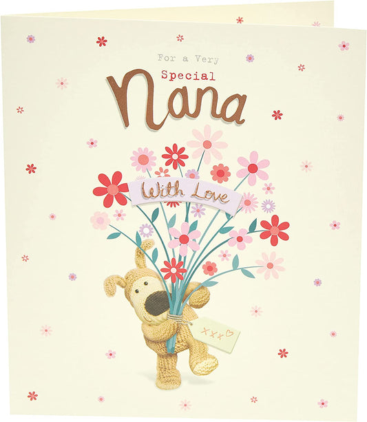 Boofle Holding A Bouquet Of Flowers Nana Birthday Card