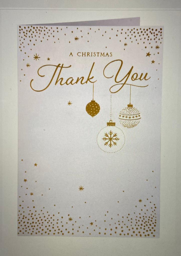 Thank You Christmas Card Sparkling Gold Star Design