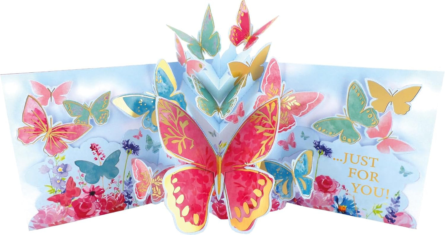 Beautiful Colorful Butterfly Bliss! 3D Pop Up Birthday Card
