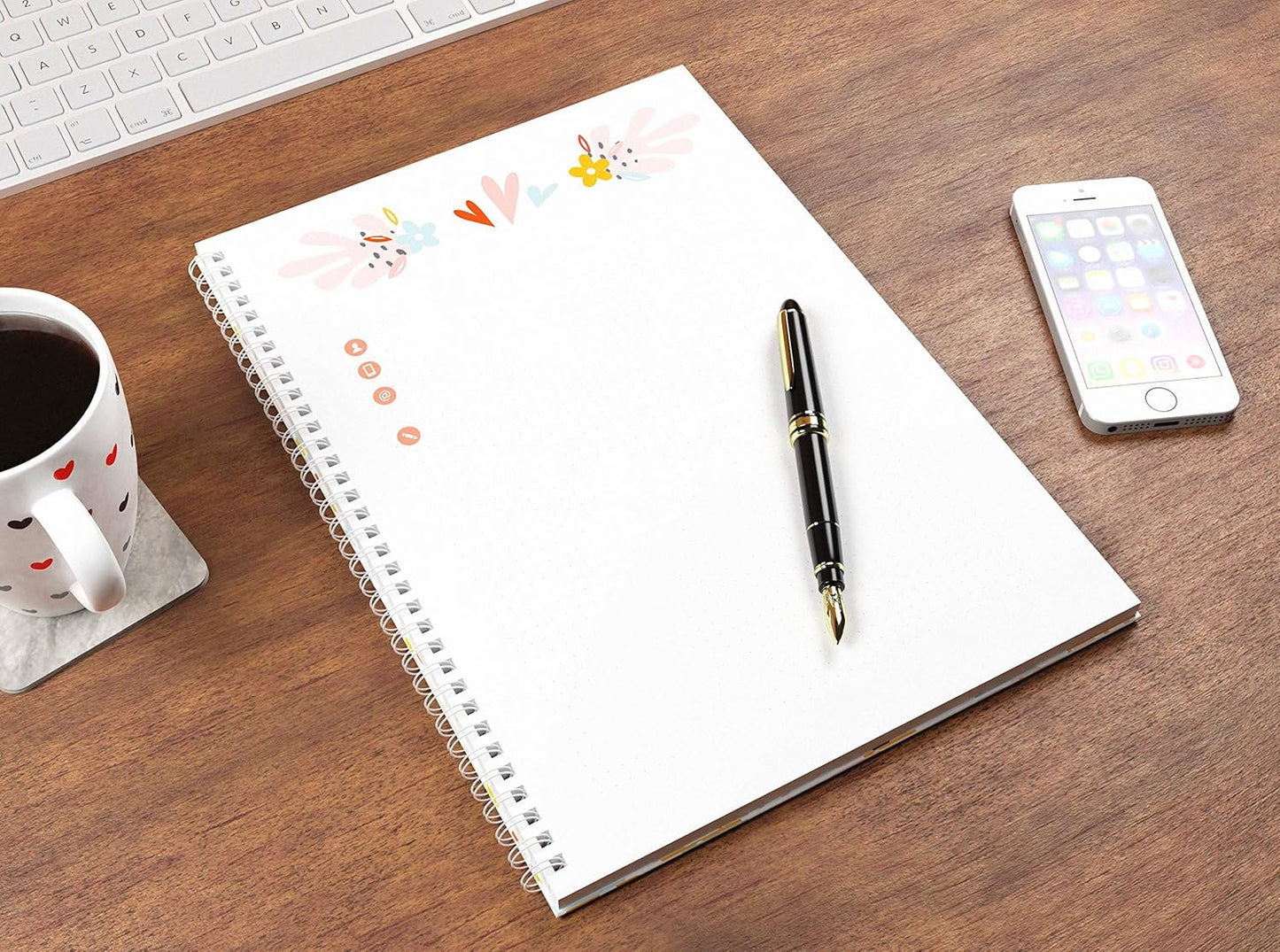 A4 140 Pages Twin Wire Marlene West Floral Hardback Notebook