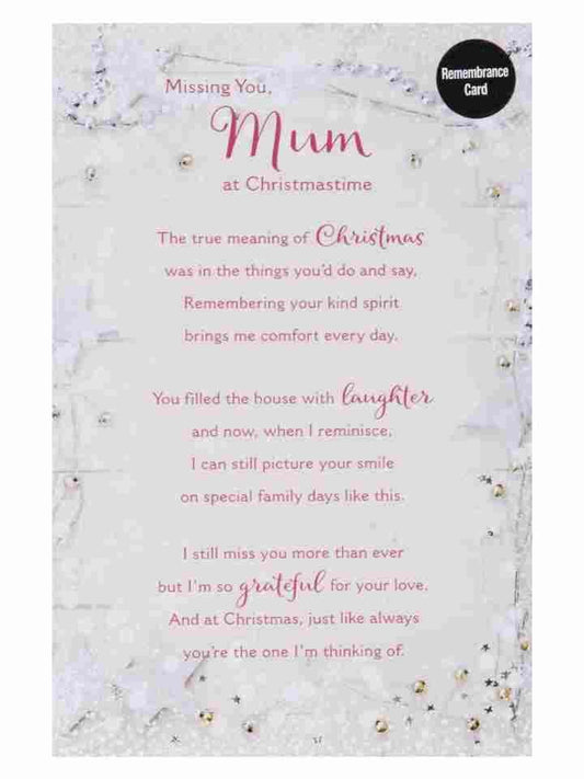 Mum Remembering You At Christmas Card Star And Bells 
