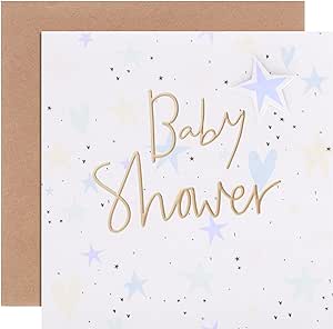 Contemporary Design with Stars and Hearts Baby Shower Celebration Card