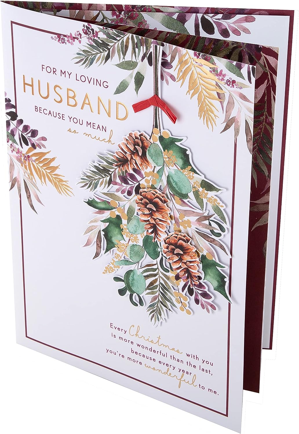 Traditional Season Foliage Design Husband Boxed Christmas Card