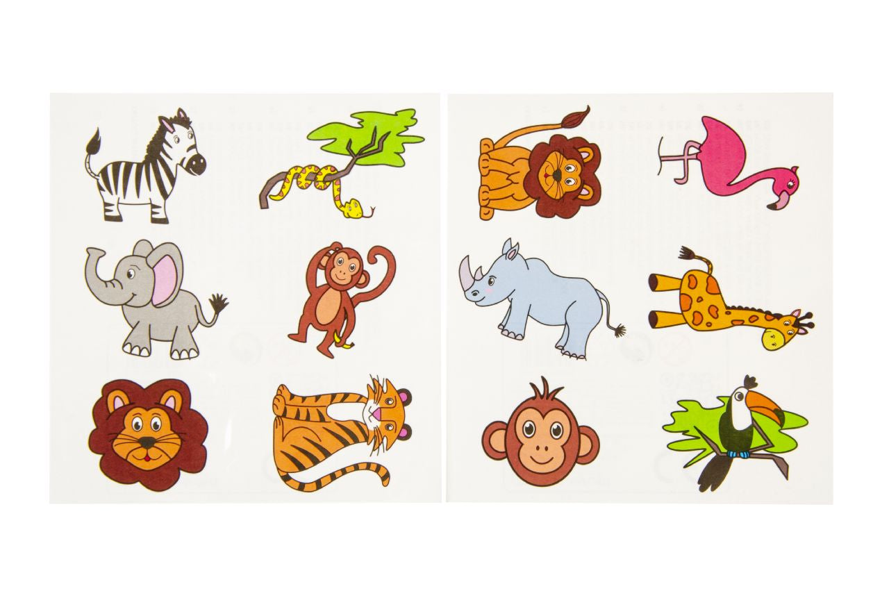 96 Pack of 6 Pieces Wild Animals Tattoos