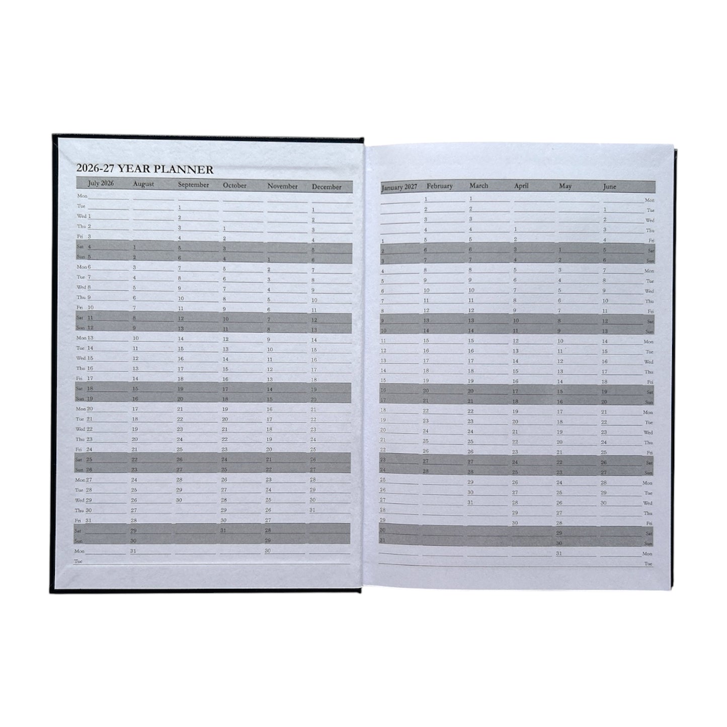 Janrax 2026-2027 A5 Day Per Page Blue Academic Diary