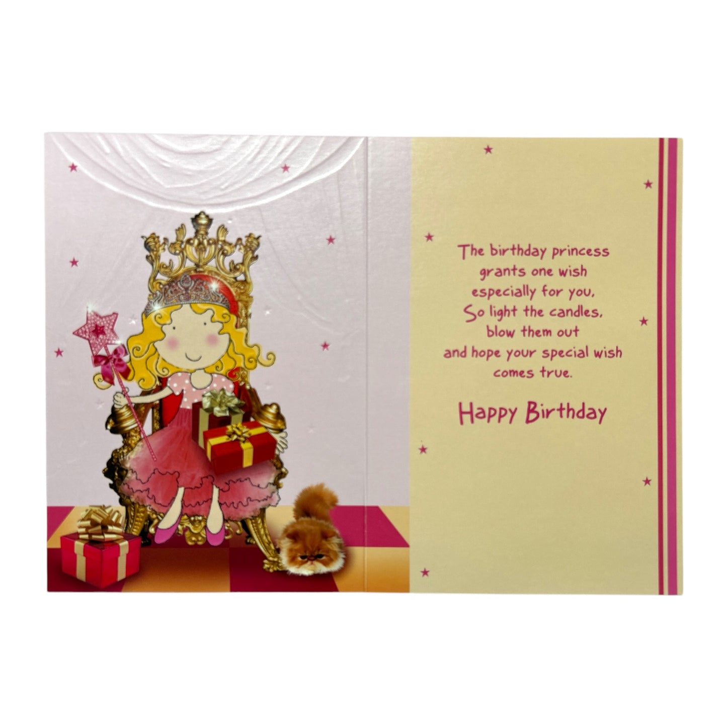 Age 3 Female Juvenile Princess Design Birthday Card