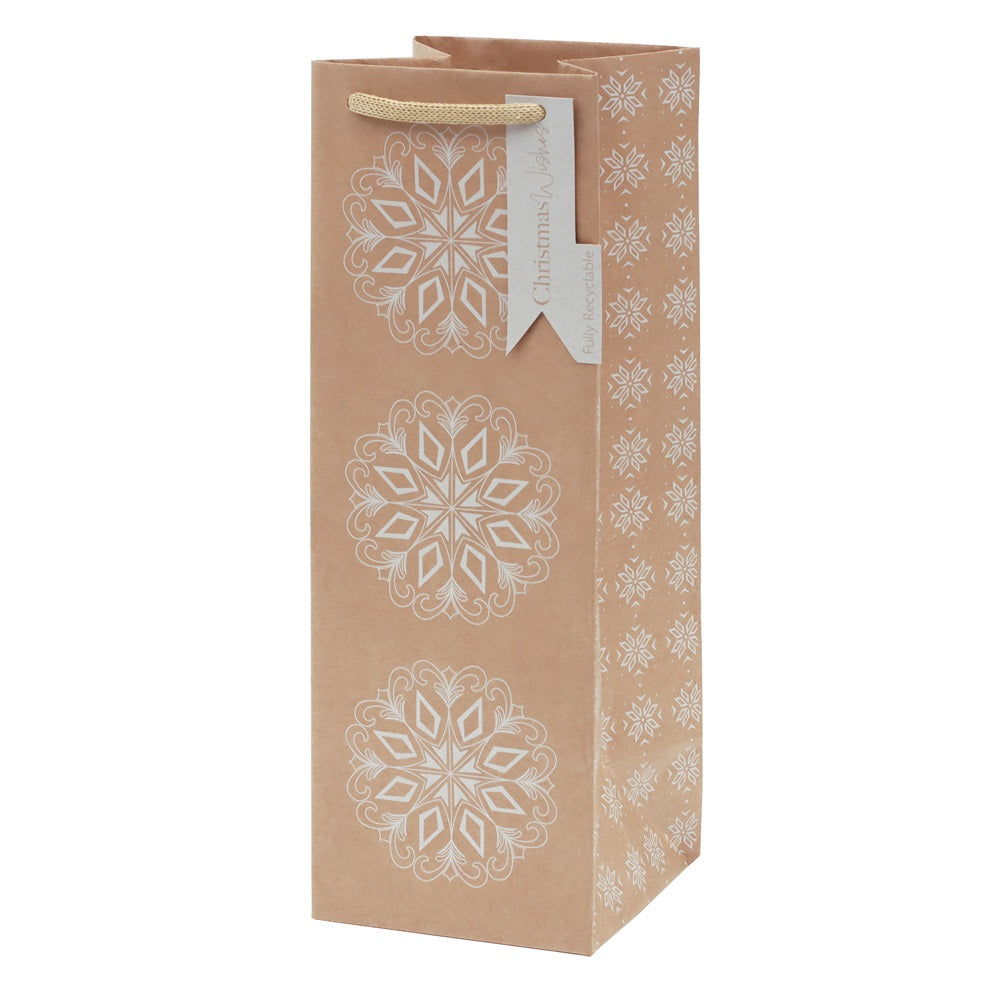 Pack of 6 Nordic Kraft Bottle Christmas Gift Bags