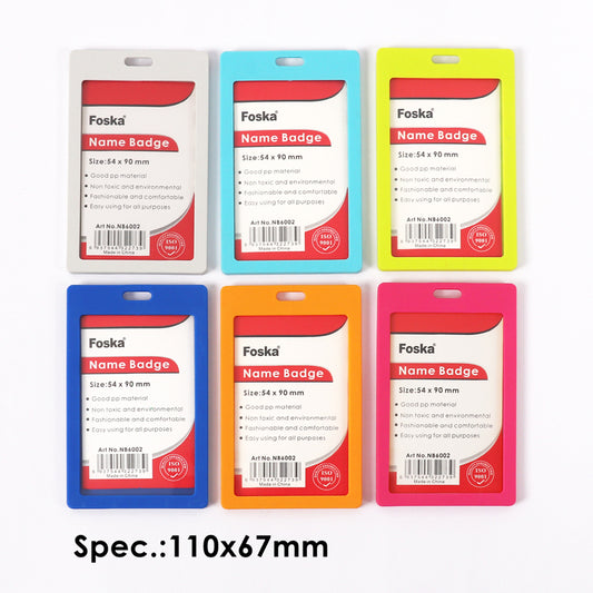 Pack of 12 Assorted Colour Name Badge Holders - 54x90mm