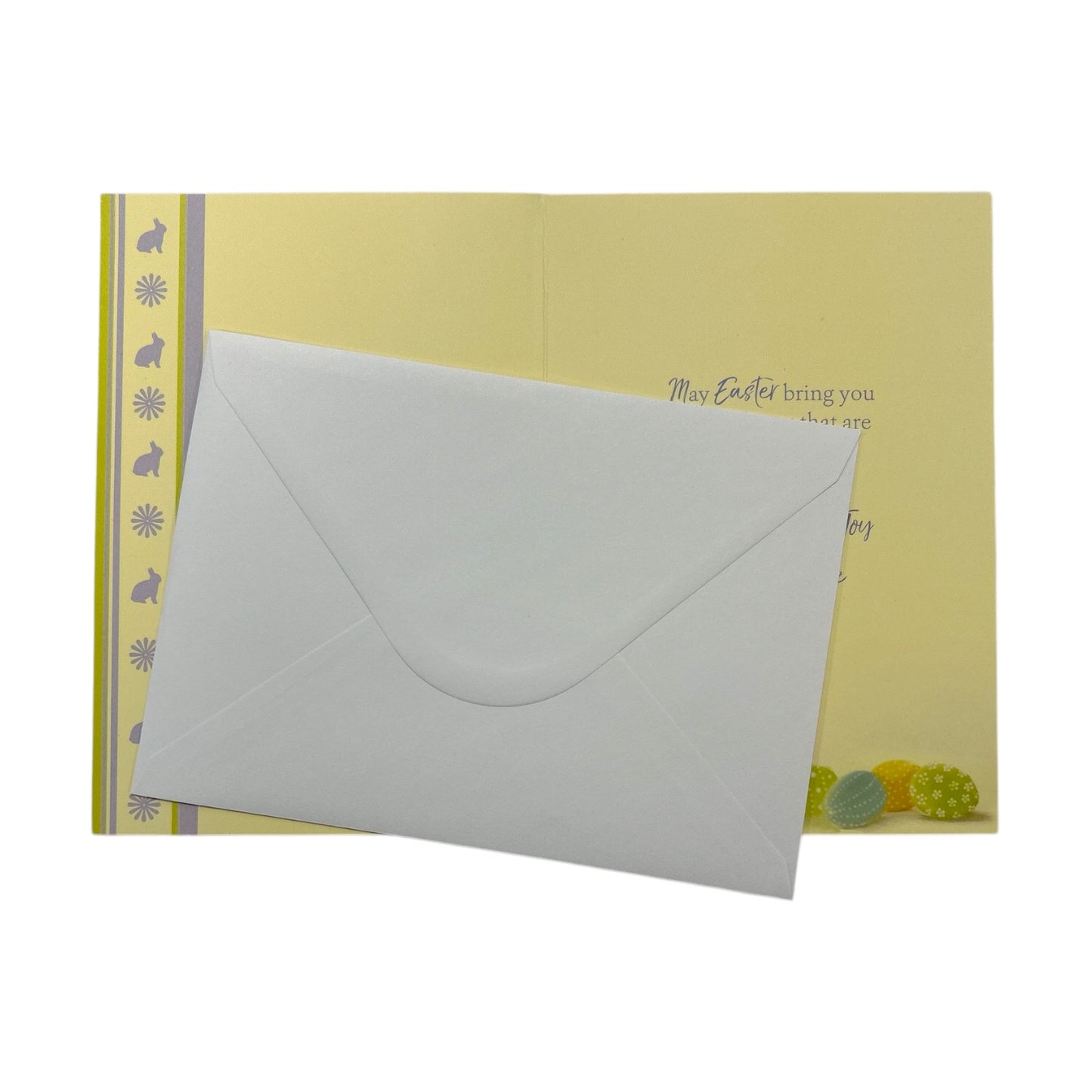 Flower Pot And Colourful Eggs Design Open Easter Card