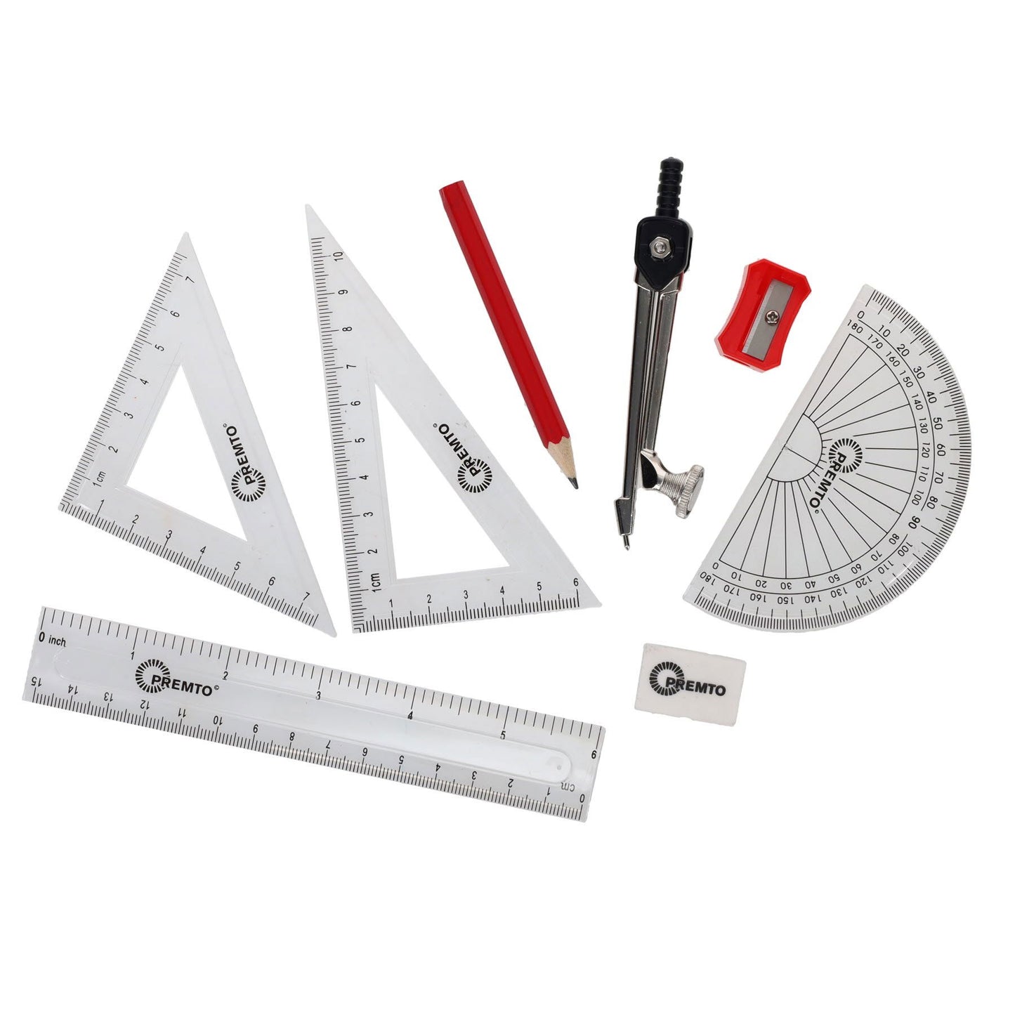 9 piece Ketchup Red Maths Set By Premto